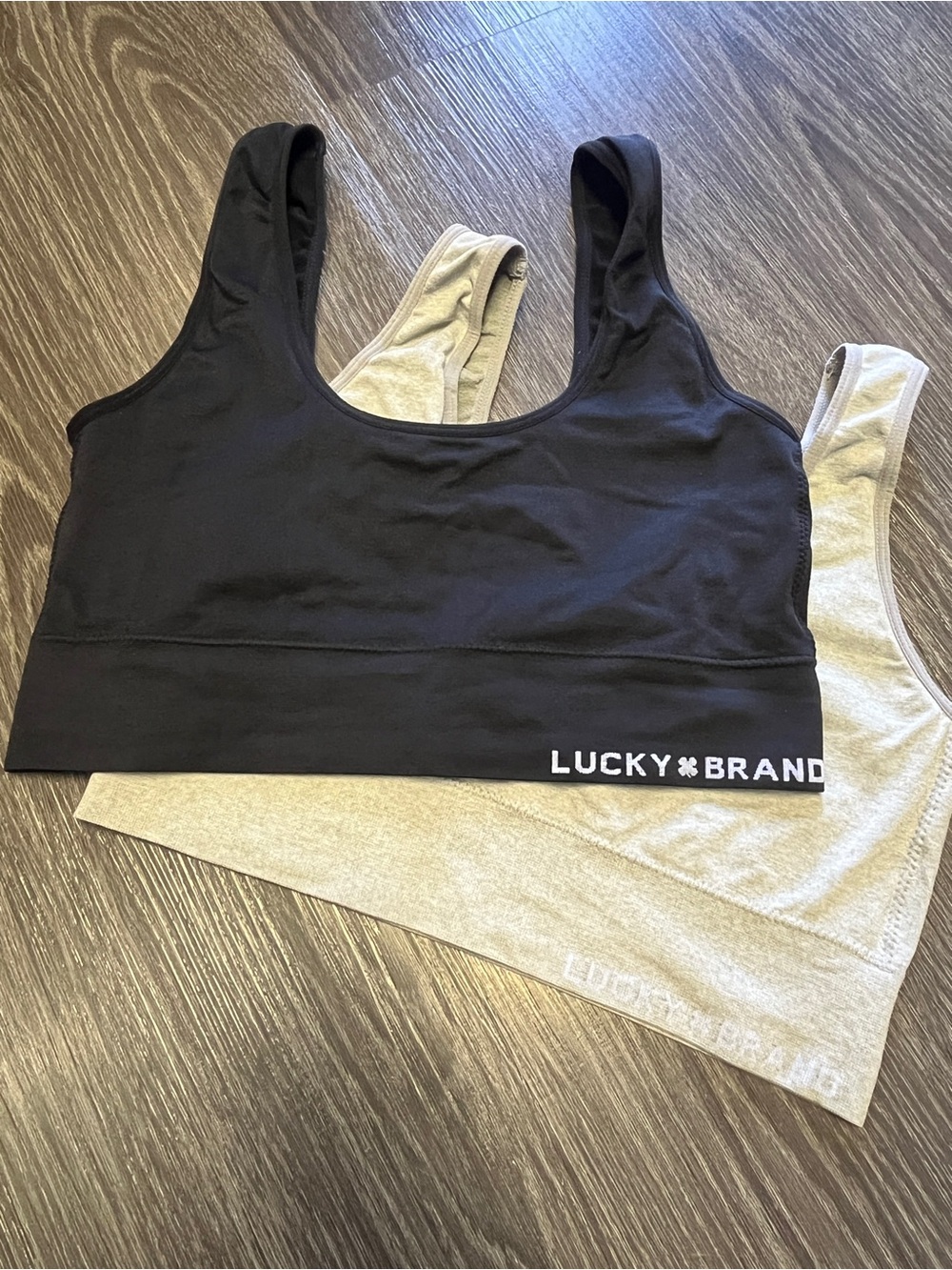 NWOT Lucky Brand Black and Light Gray Racerback Camisole Bras (2-Pack)